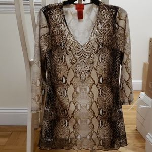 SOLD! V Cristina Rhinestone leopard print top